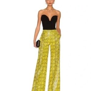 Alice + Olivia Snake Skin Faux Leather Wide Leg Pants